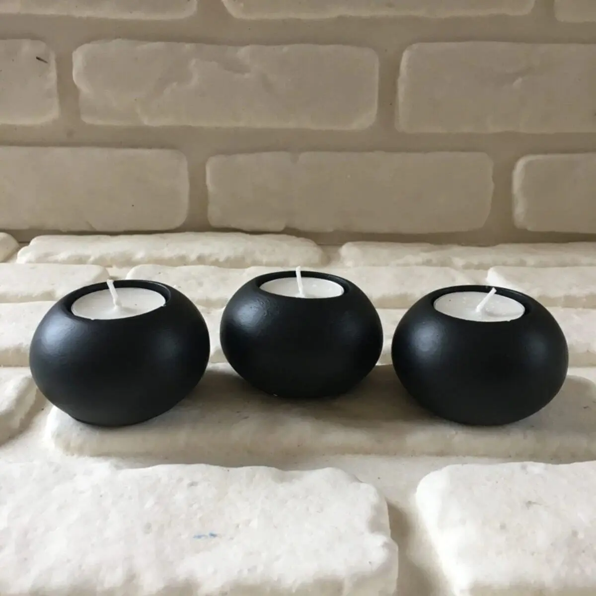 

Decorative Round Concrete 3 Piece Black Candle Holder Set 4.5x7 cm Decorative Christmas Scented Gifts Home Office Design Yoga