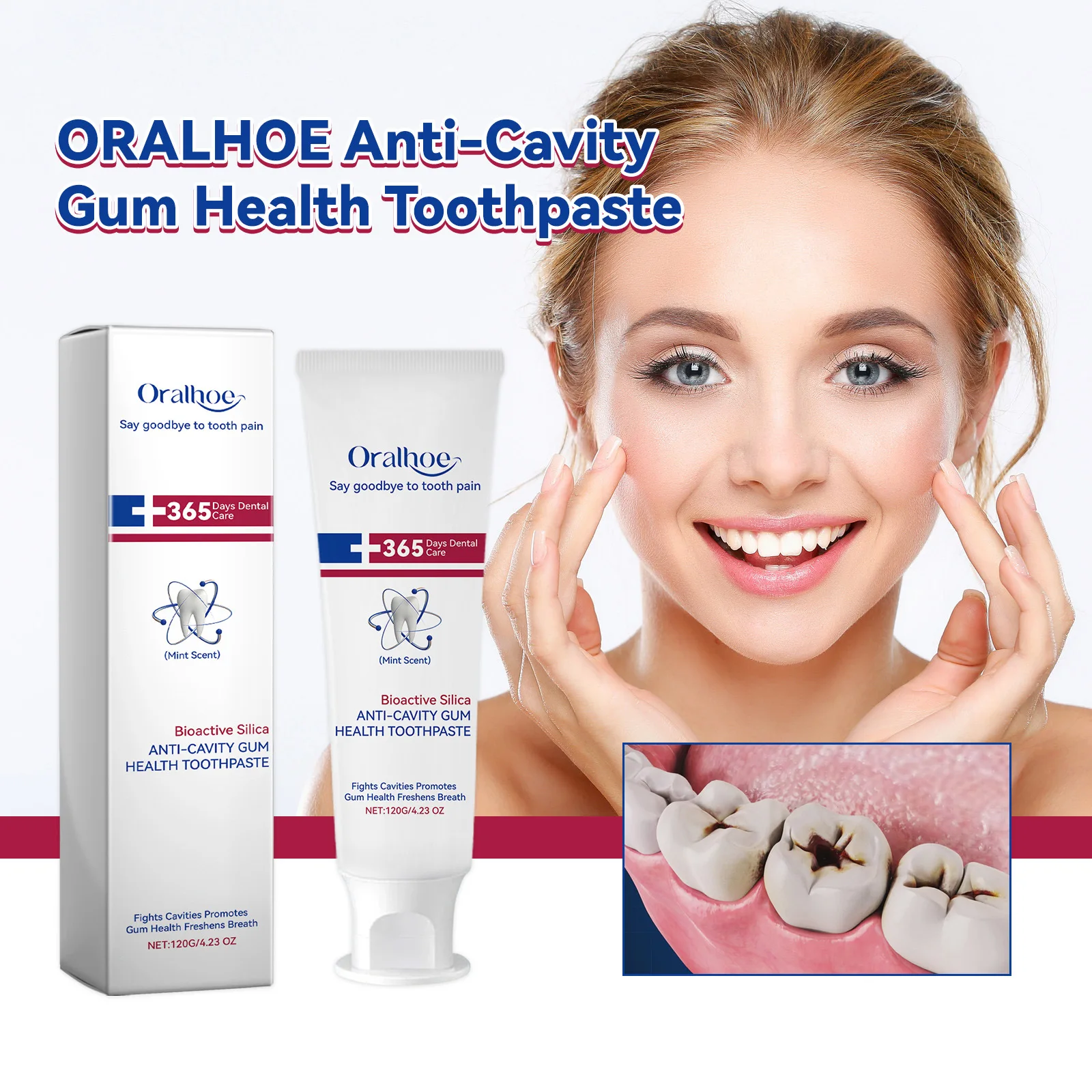 Oralhoe 120g Anti Cavity Toothpaste Repair Gum Health Tartar Deep Cleansing Yellow Teeth Whitening Remove Oral Odor Toothpaste