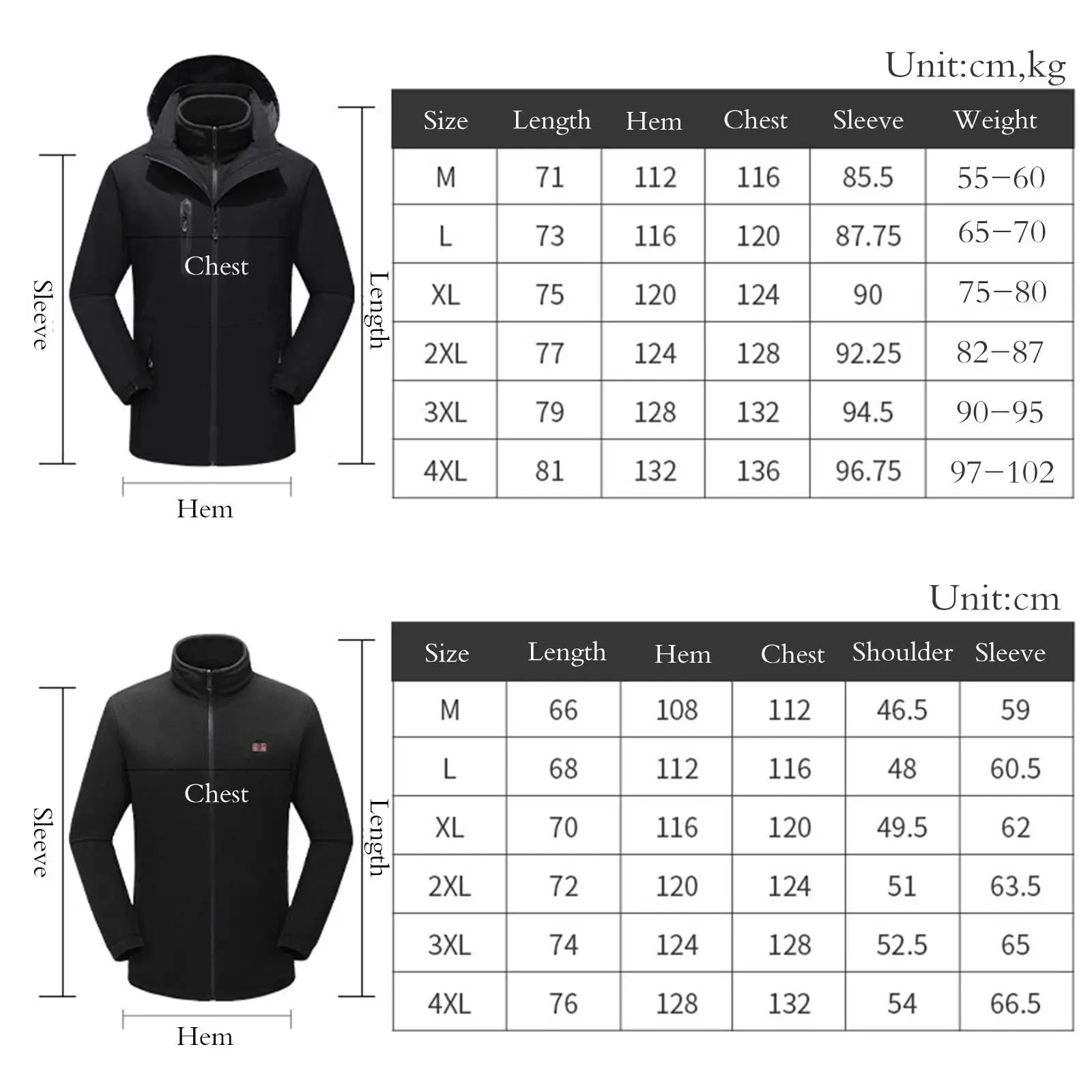 Heated Jacket with Battery, 15 Areas, USB Electric Heating, 3-Level Temperature, Thermal Jacket for Skiing, Camping, Winter