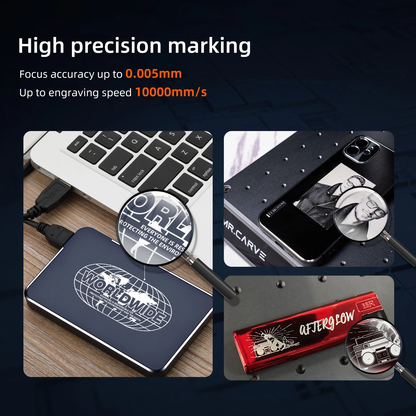 DAJA M1 Pro Laser Engraver 10W Fiber Laser Marking Machine Metal Steel Nameplate Engraver Portable Industrial Desktop Engraving