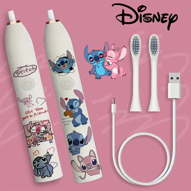 Anime NEW Disney Stitch Electric Toothbrush Lilo Stitch Pink Couple Fun Automatic Rechargeable Waterproof Toothbrush Toy Gift