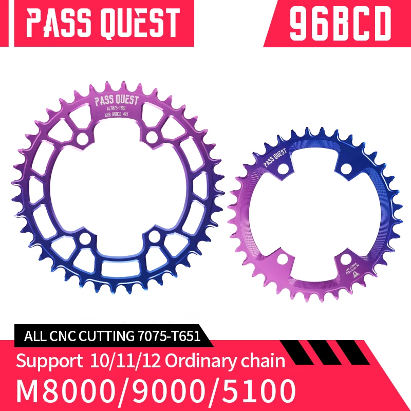 PASS QUEST 96BCD Round for M7000 M8000 M9000 M9020 MTB Bike Narrow Wide Chainring