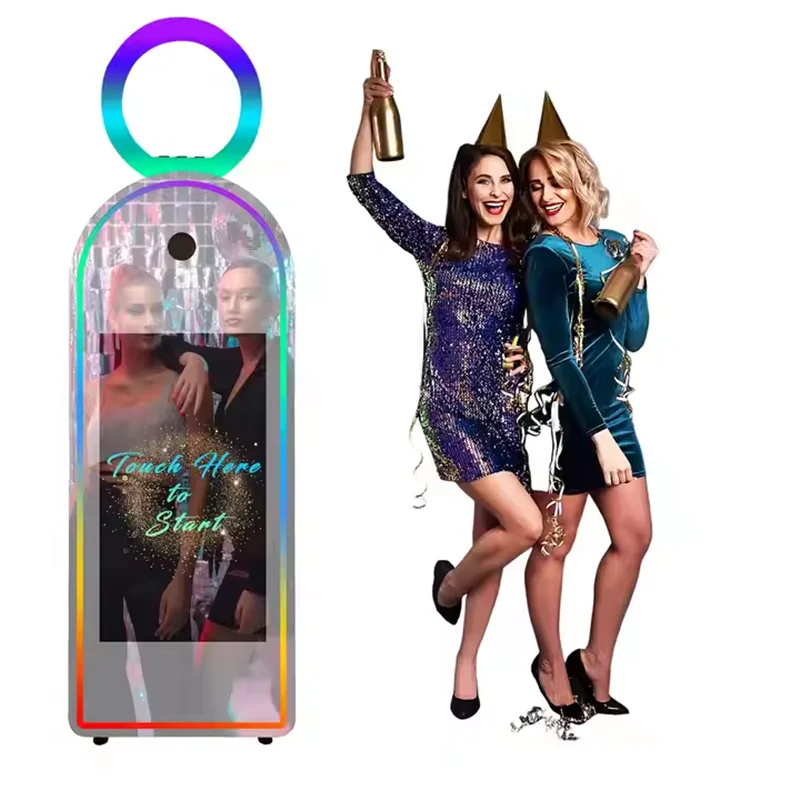 

DSLR Photo Booth 32" Selfie Touch Screen Machine Magic Mirror Photo Booth for Party Wedding Events Christmas With Flight Case