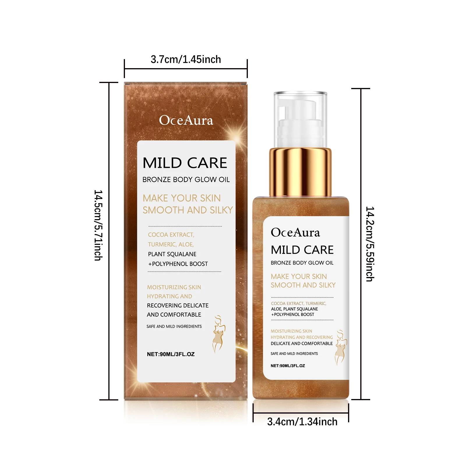 Oceaura Bronze Body Glow Oil Enhance Skin Bright Luster Deep Moisturizing Improve Roughness Softening Smoothing Body Shimmer Oil - Image 6