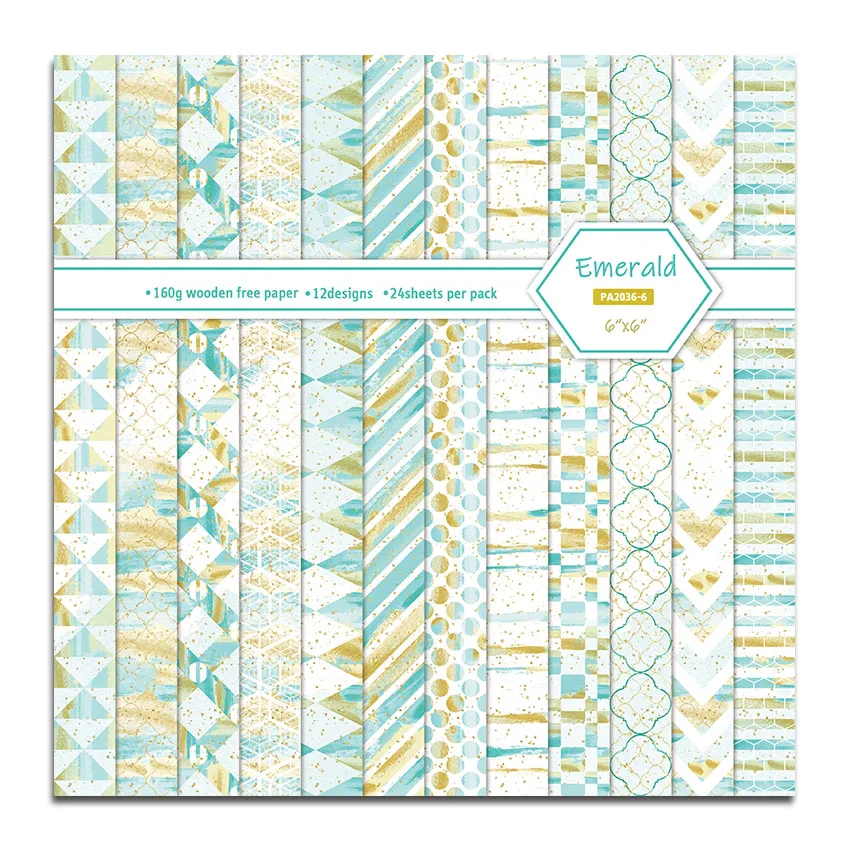 

Бумажный коврик с изумрудным узором, 24 листа 6 "x 6", для скрапбукинга, бумажный пакет ручной работы, фоновая подложка Alinacraft