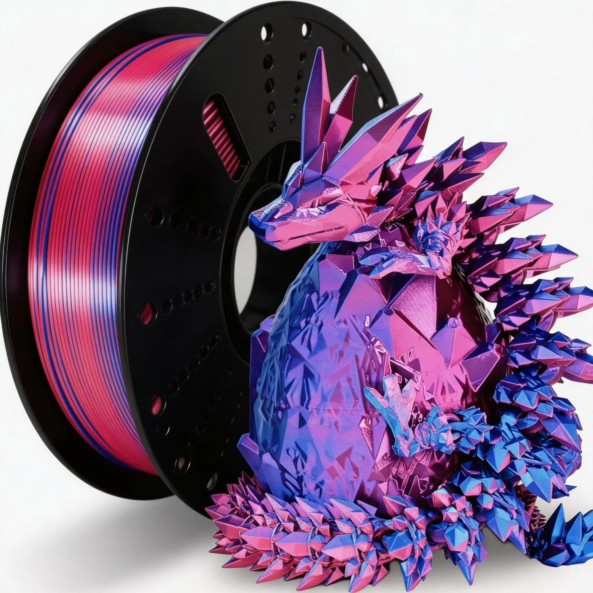 

Шелковистая двухцветная PLA-нить (розово-синяя) 1.75 мм, 1 кг, глянцевая, для 3D-принтеров, точность размеров +/- 0.05 мм