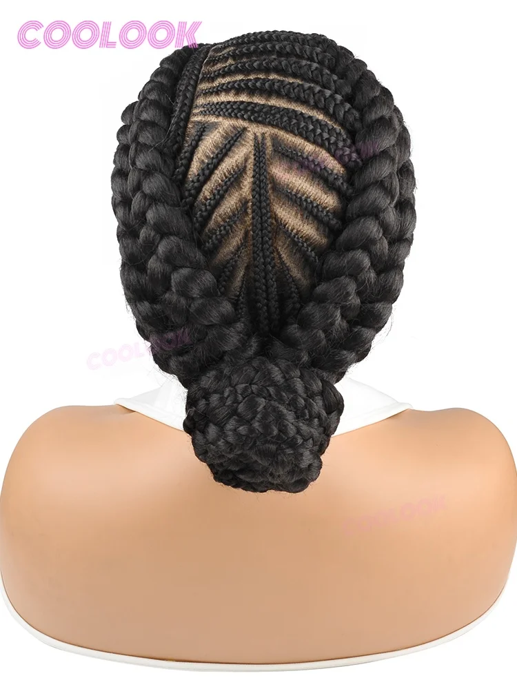 Synthetische geflochtene Perücken, kleberlose Cornrow-Perücke, geflochtener Dutt, Perücke mit voller Spitze, geflochtene afrikanische Perücken für Frauen – Detail 2