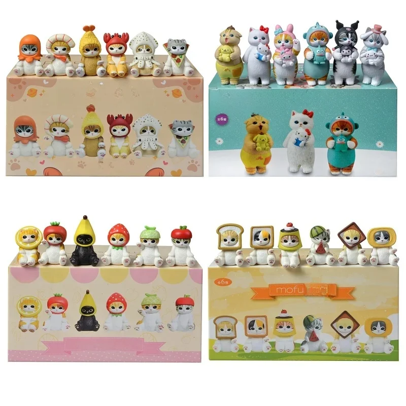 Mofusand Hai Katze Blind Box Obst Tier Niedliche Minifiguren Anime Ornamente Puppen Fans Kinderspielzeug Modell Weihnachten Geburtstagsgeschenke