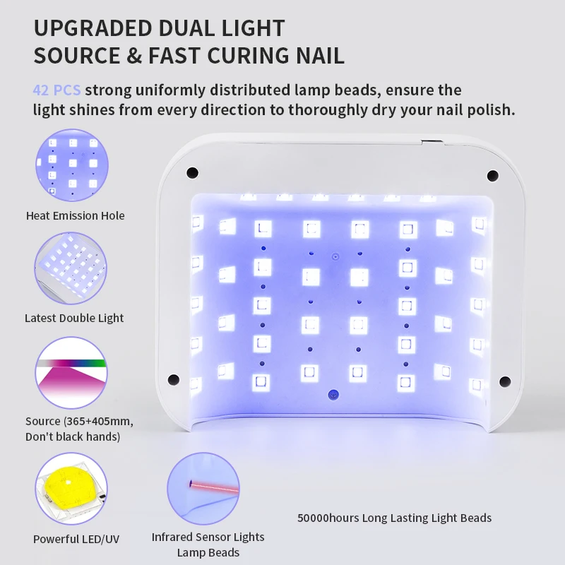 Bezprzewodowa ładowalna lampa do paznokci UV LED z wyświetlaczem LED Bezprzewodowa lampa do suszenia paznokci 42LEDS do utwardzania wszystkich narzędzi do salonów żelowych