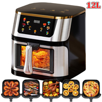 12L Air Fryer 2800W Stainless Steel Visible wide Capacity Electric Oven Touch glass Multifunctional Electric Fryer
