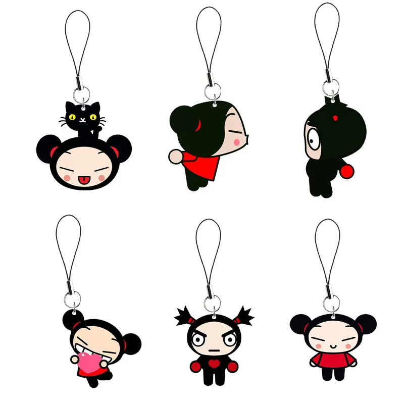 China Doll Pucca Mobile Phone Chain Keychain Gift Pucca Phone Charms Funny Pendant Small Pendant Keyring