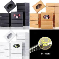 24pcs Mini Kraft Boxes With Clear Window , Perfect for Soap Pieceaging, Handmade Soaps, Candies & Baked Goods, With Sticker