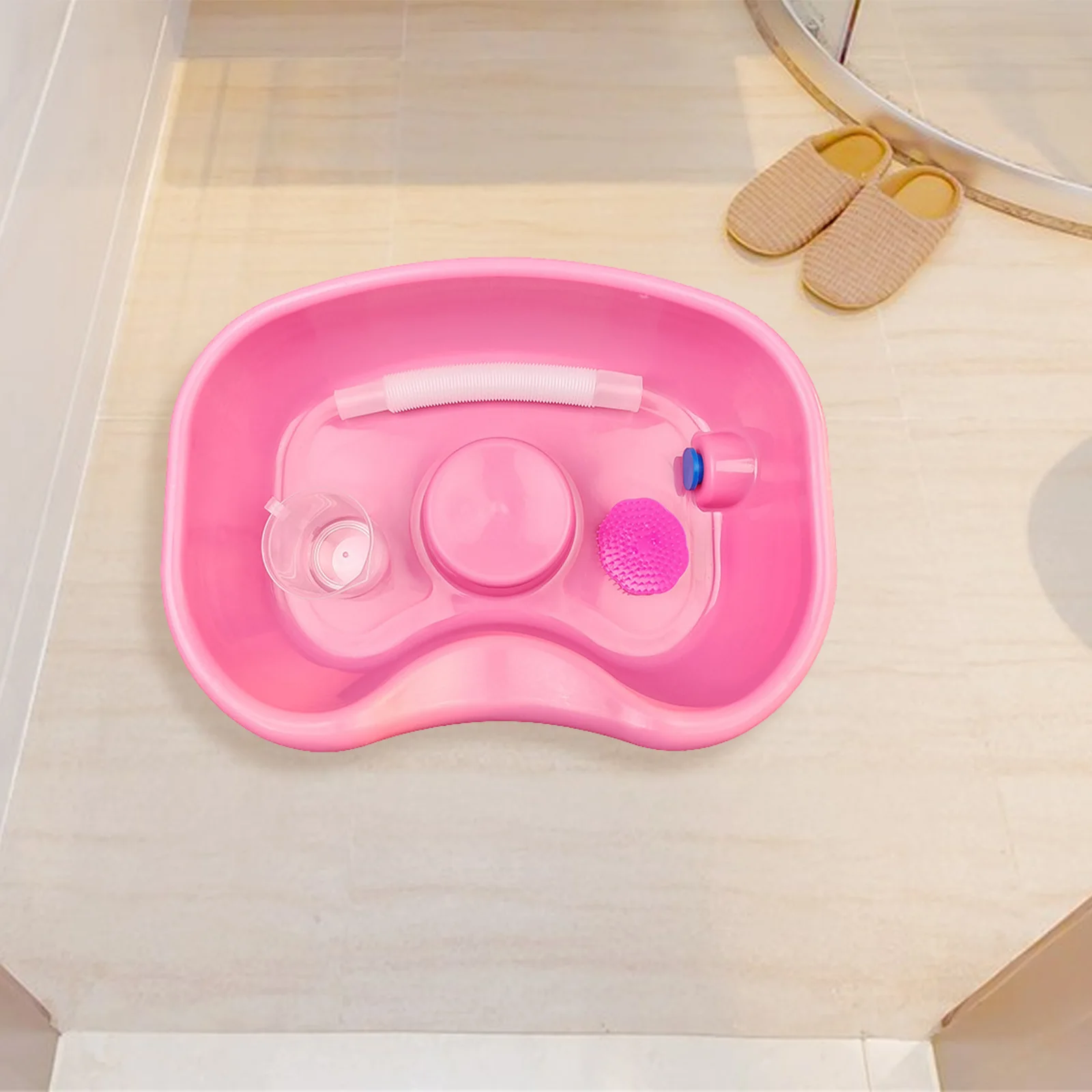 Hair Washing Tray with Pipe Shampoo Brush Mobile Cleaning Wash Bowl Rinse Basin Elderly for Bedside Home Salon Stylist Bedridden