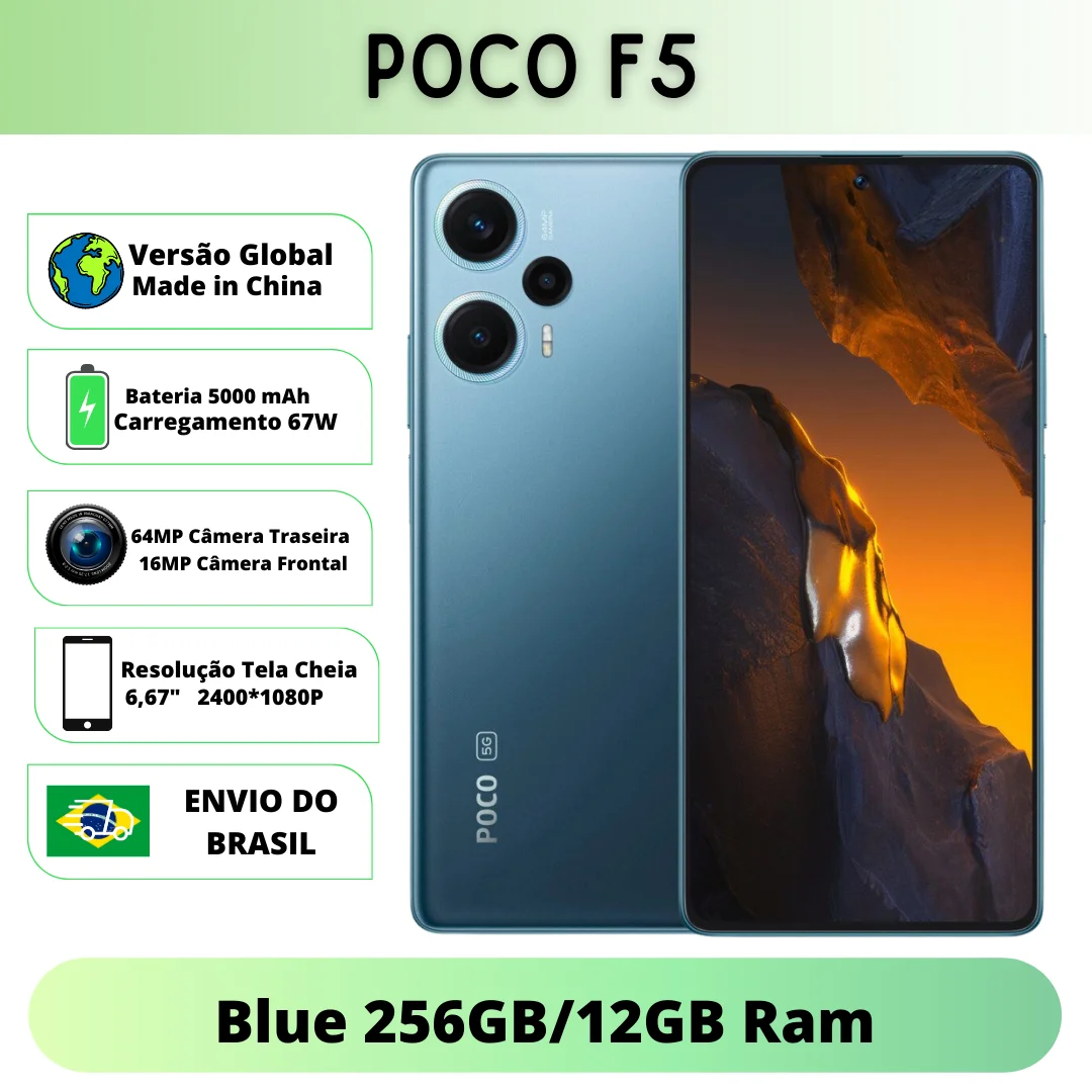 Xiaomi Poco F5 256GB ROM Blue 12GB RAM Versão Global