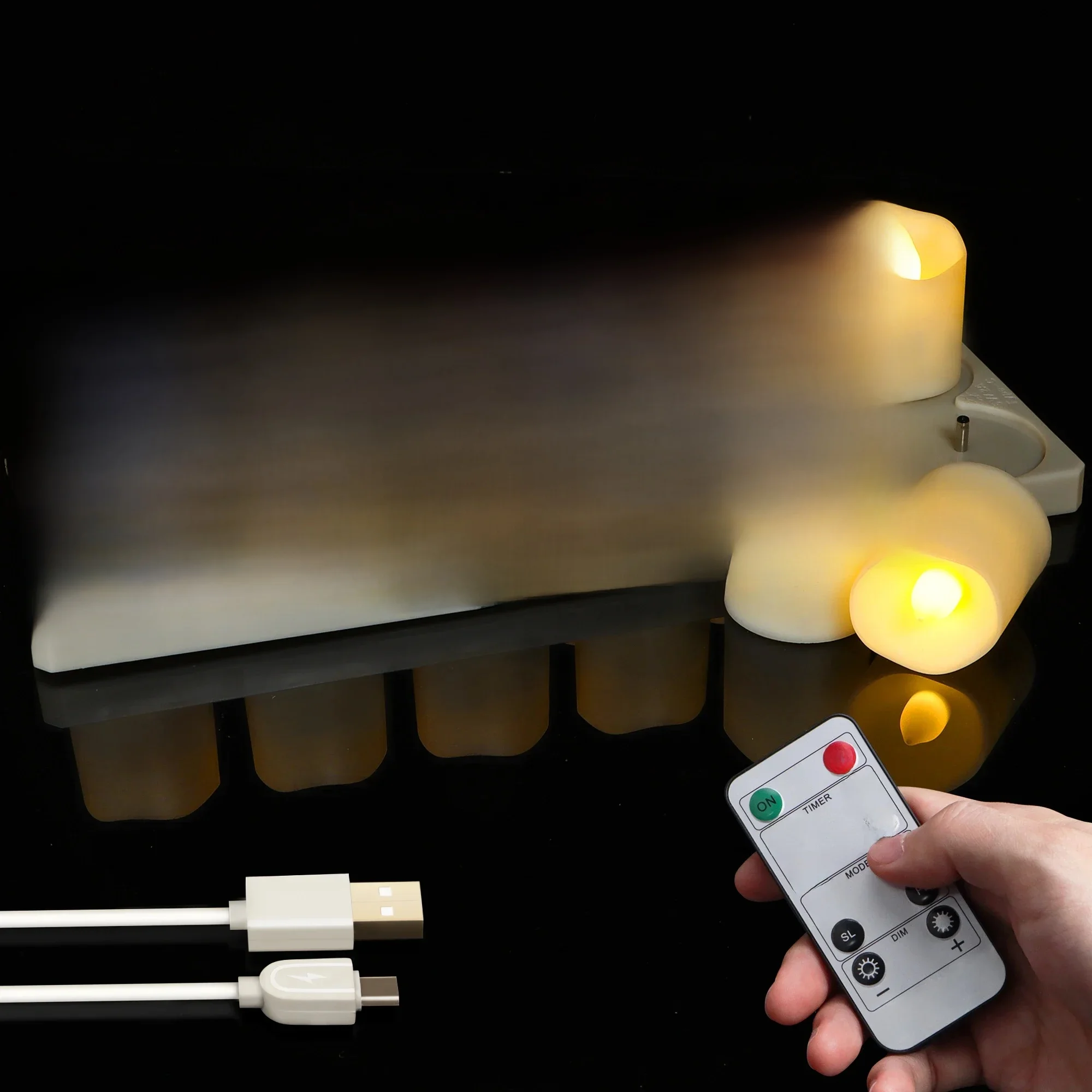Theekaarslicht Oplaadbare kaarsen Timer Afstandsbediening LED-licht Vlamloos voor trouwzaal Tuin Vakantieverlichting Woondecoratie - afbeelding 2