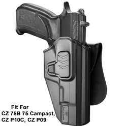 OWB holster voor CZ 75B 75 Campact, CZ P10C, CZ P09 pistool tactische index release polymeer holster met peddel, rechterhand, pistooltassen