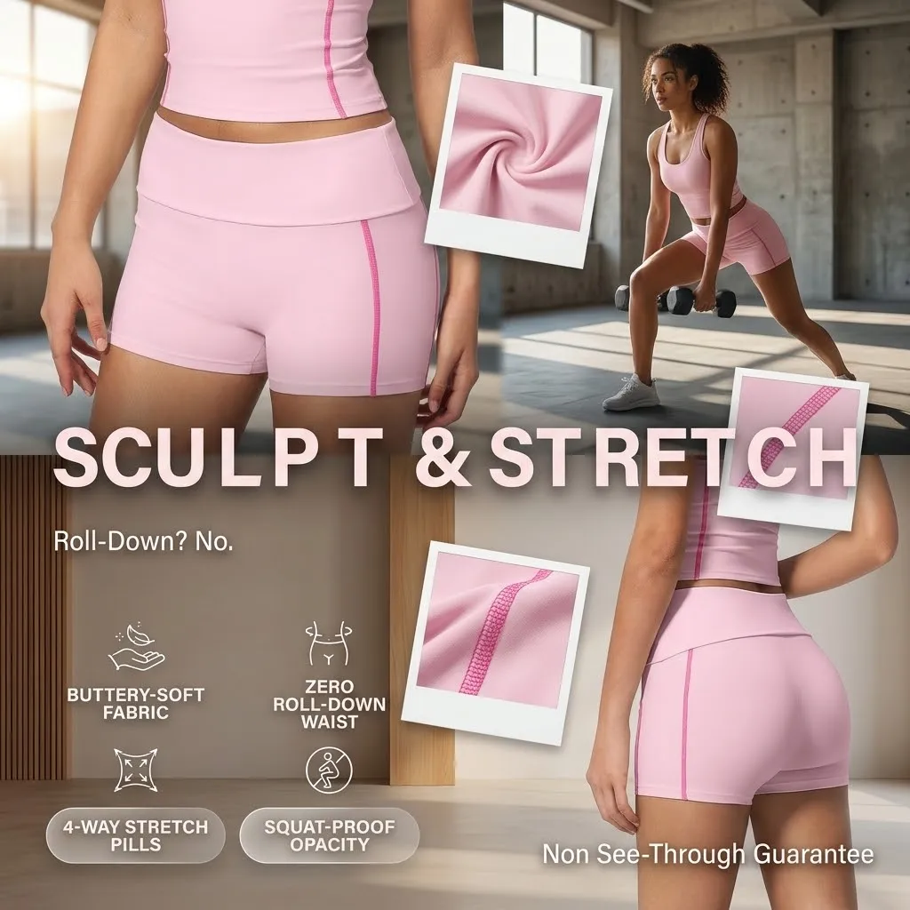 LUXE Yoga Shorts 5-Pack — High-Waist Buttery-Soft Sculpting Seamless Contrast-Stitch Squat-Proof Activewear Women