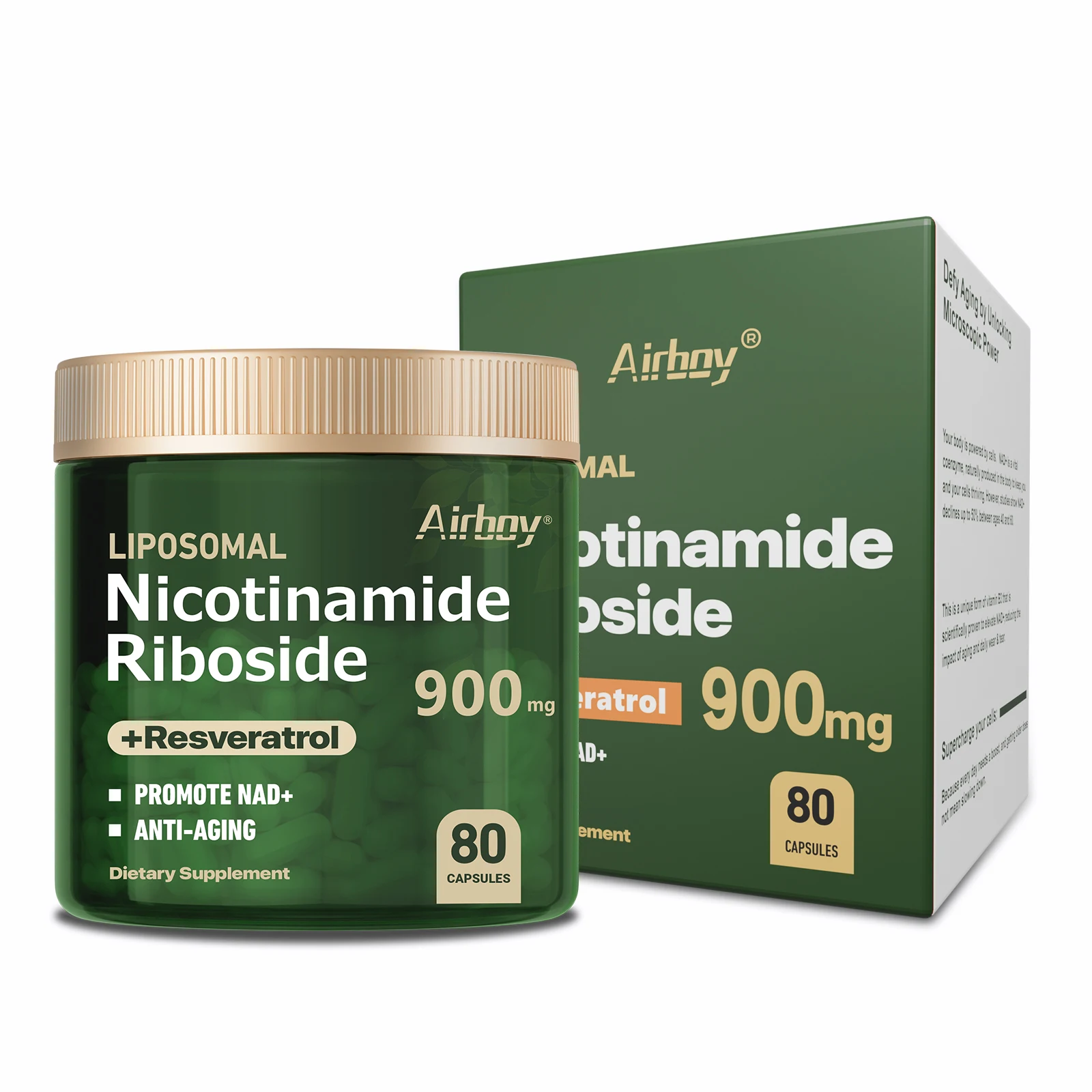 Nicotinamid-Ribosid-Resveratrol-Quercetin, hochreines Nad-Supplement-80 Kapseln