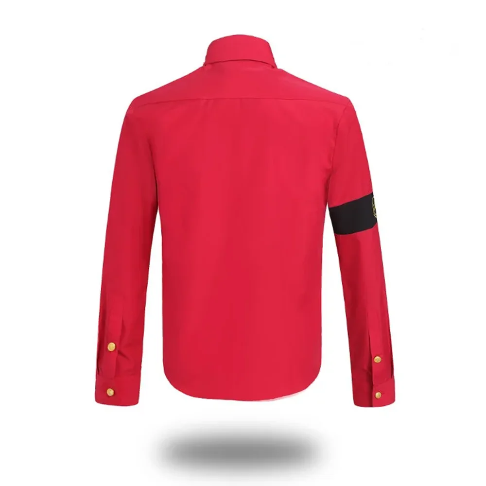 MJ Michael Jackson CTE Imitação Camisa, Anti-Guerra Outwear Bordados braçadeira, Preto Vermelho e Cor Branca