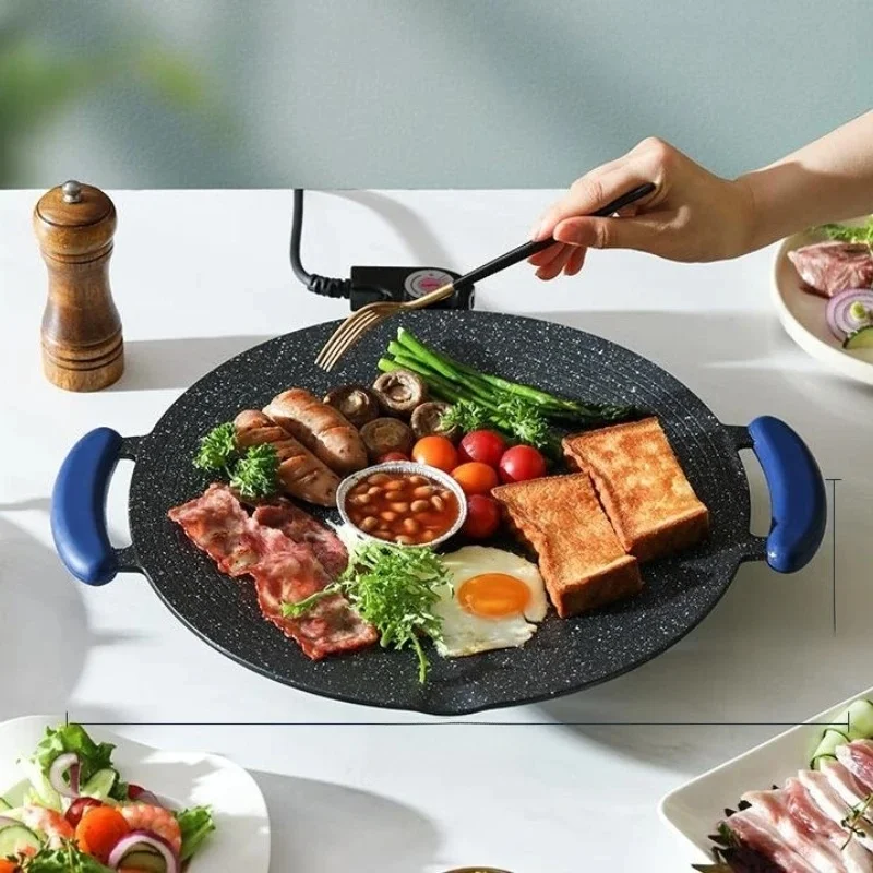 Grand Barbecue Électrique RKJ60 de 36cm en Fer Rond, Sans struction ée, de Style Coréen, 220V, pour Teppanyaki