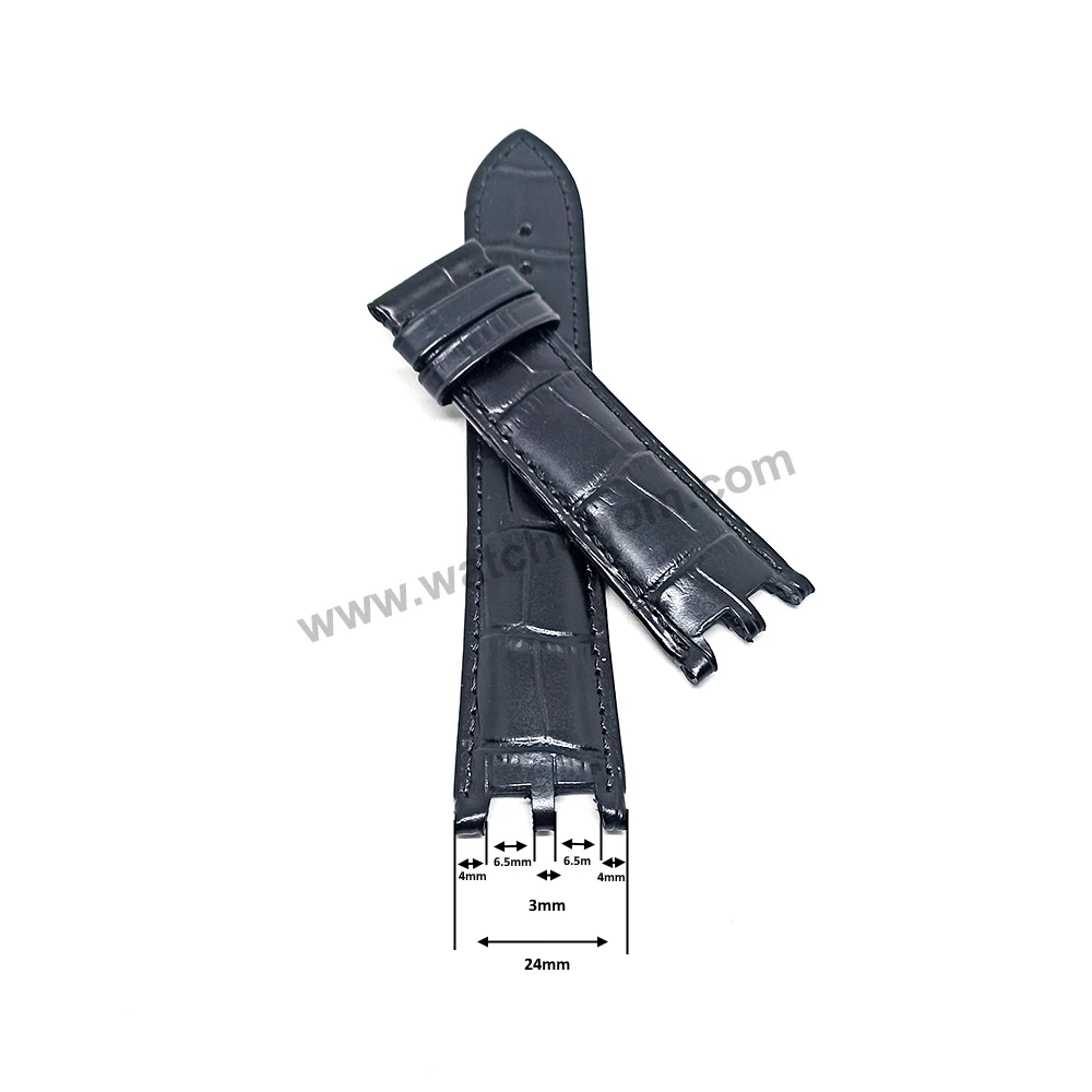 

24mm Black Genuine Leather Watch Band Strap Compatible for Versace V-Race 29G98D535S009 , VEAK00118 , VEAK00118 , VAL010016