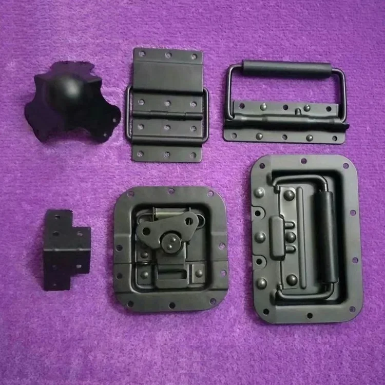 2 szt/lot czarny Road Flight Case wpuszczany zawias hasp corner protector spring pull Road Case Hardware Kit — zdjęcie 2