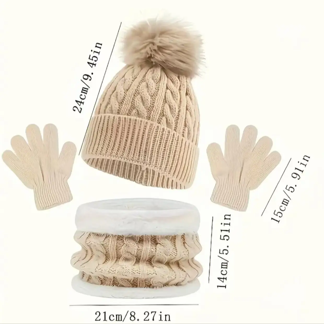 Children's thermal set including scarf + hat + gloves, winter warming equipment, multiple color options available