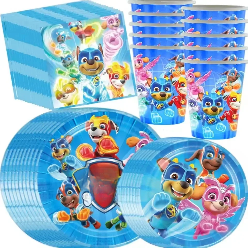 Paw Patrol Theme Birthday Decoration Children's Tableware Paper Plate Cup Napkins Canine Chase Baby Shower Party Supplies Boys