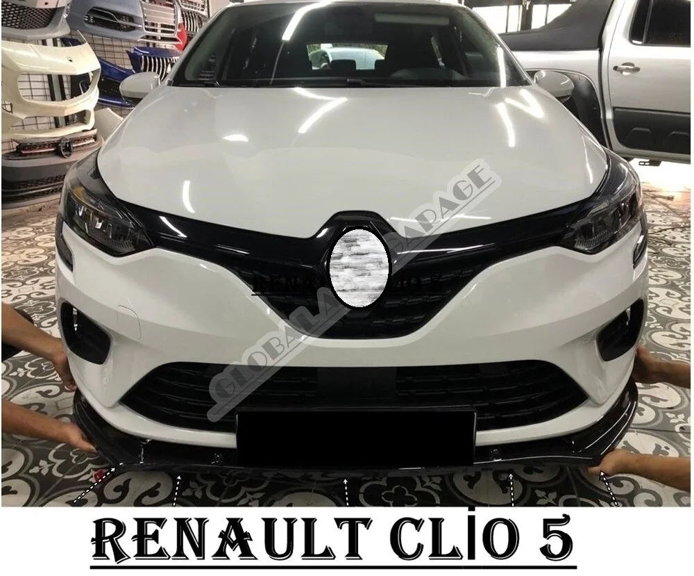 For Renault Clio 5 Front Bumper Attachment Lip 2019 2020 2021 Piano Black Splitter Diffuser Universal Spoiler Bumper Mud Flaps