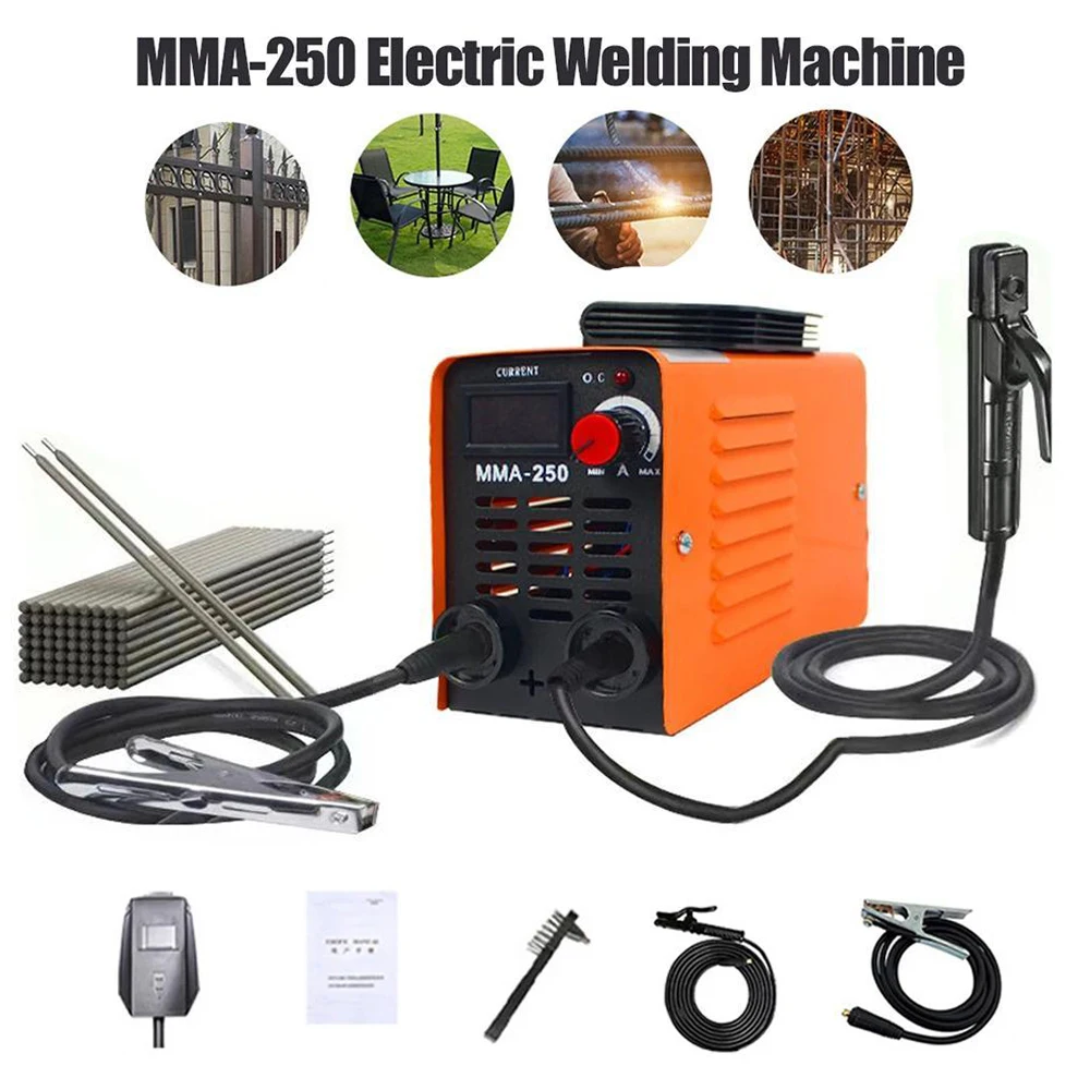 MMA-250 Portable Welding Machine Inverter Arc Electric Welder present Adjustable Compact Welding Machine With tackle Storage Box