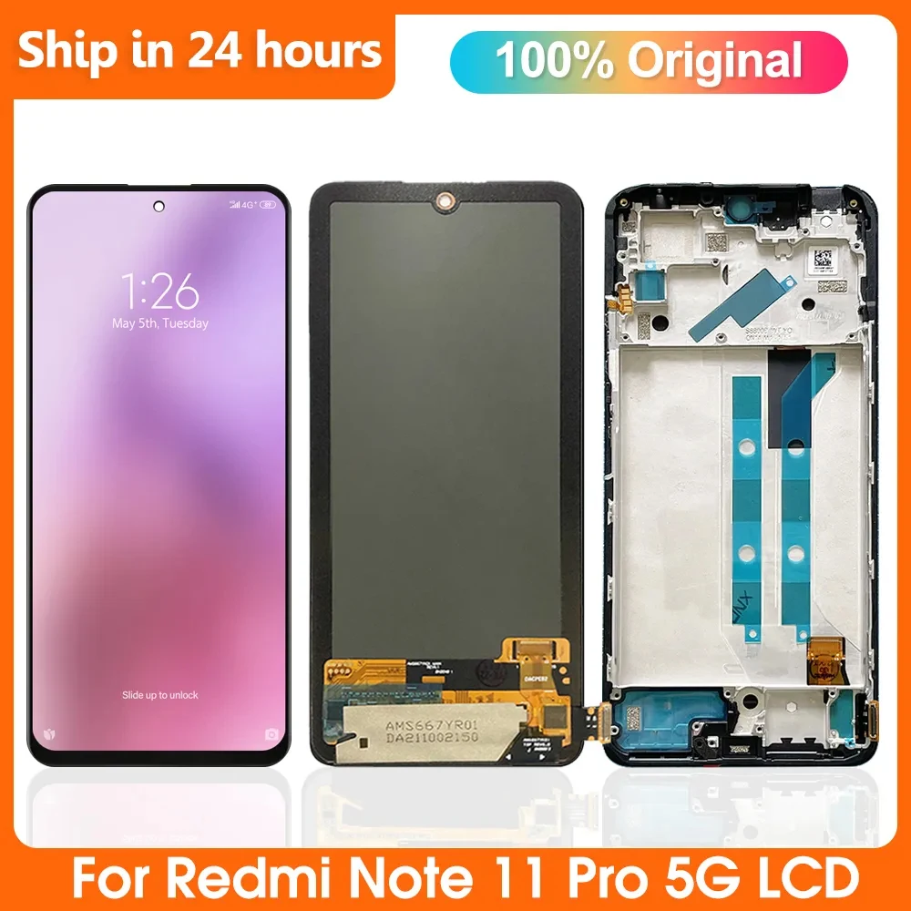 

ЖК-дисплей AMOLED TFT для Xiaomi Redmi Note 11 Pro, дисплей с сенсорным экраном и дигитайзером в сборе, замена для Redmi Note 11 pro, зеркальный дисплей