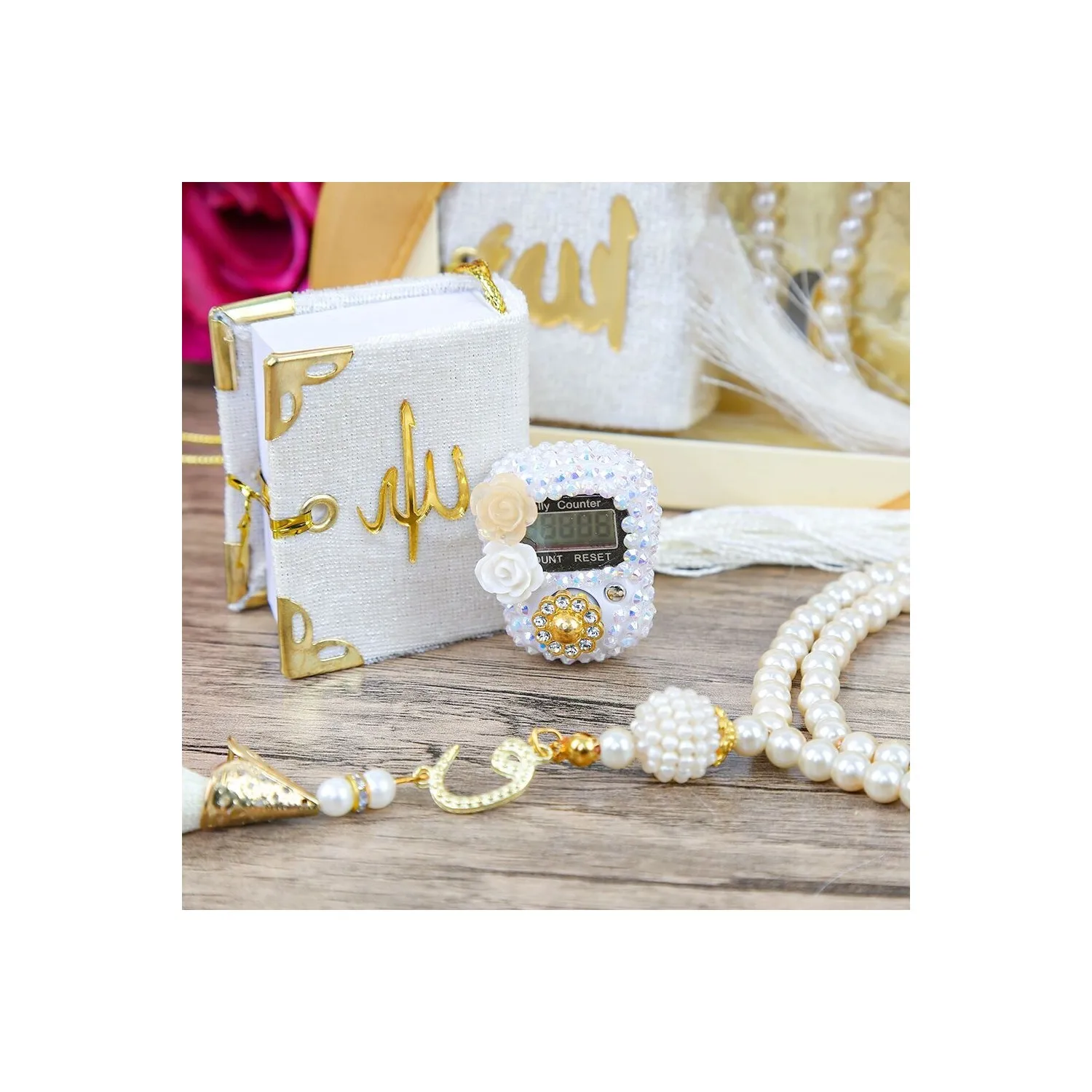 Mini Quran Set Koran With Tasbeh Rosary And Luxury Stone Dhikr Device Gift Colorful Ramadan Mubarak Muslim Wedding Party Favors