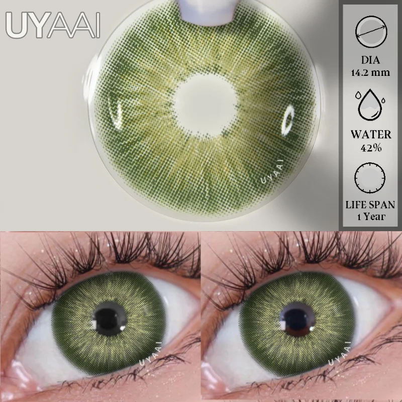 UYAAI 1 Pair Myopia Korean Lenses Free Shipping Eye Color Lenses with diopters Degree Natural Colored Contact Lenses