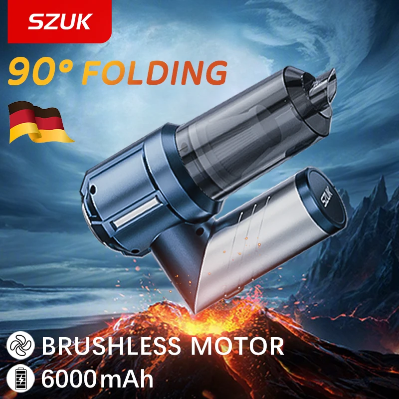 SZUK Car Vacuum Cleaner Foldable  90° Powerful Cleaning Machine Strong Suction Mini HandHeld Wireless Portable Vacuum Cleaner