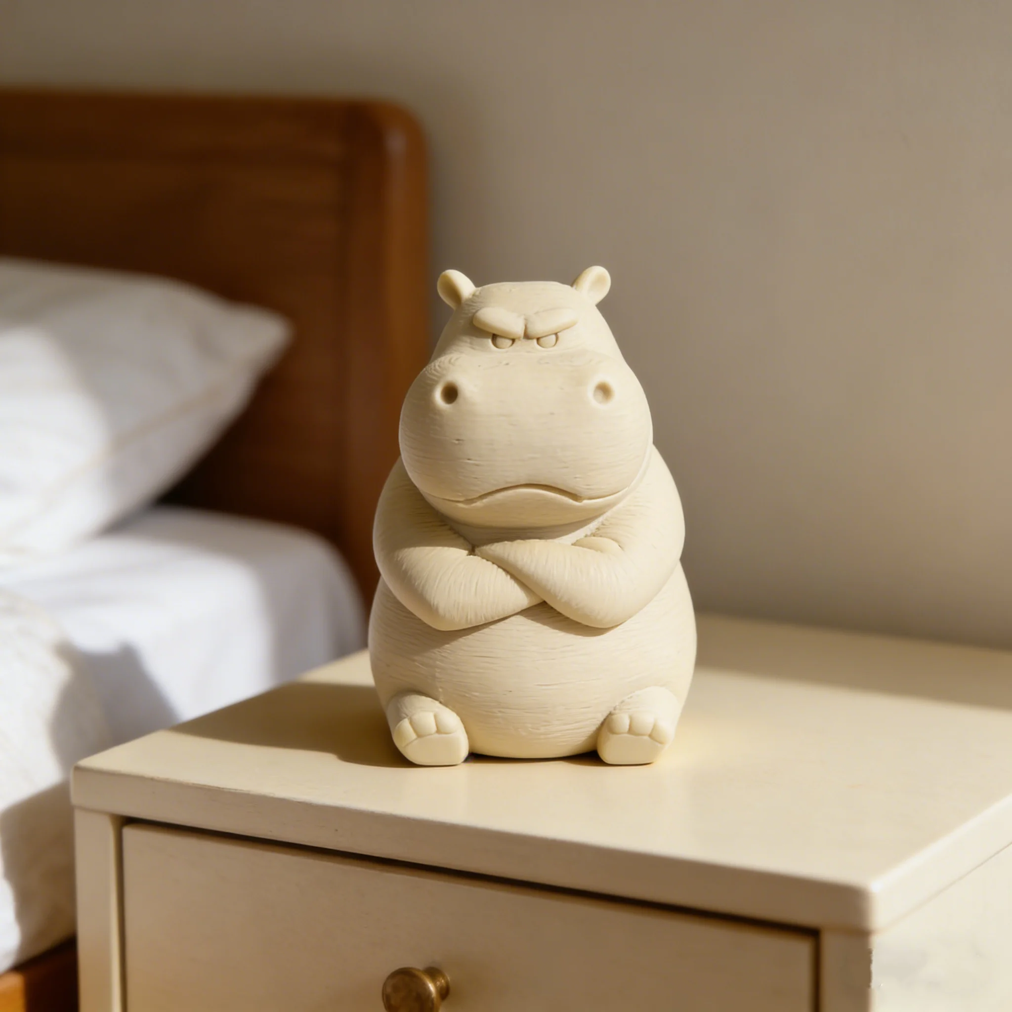 Angry Hippo Figurine, Cute Grumpy Hippo Statue, Funny Desk Ornament, Aesthetic Home Decor for Bookshelf Office, Hippo Lover Gift