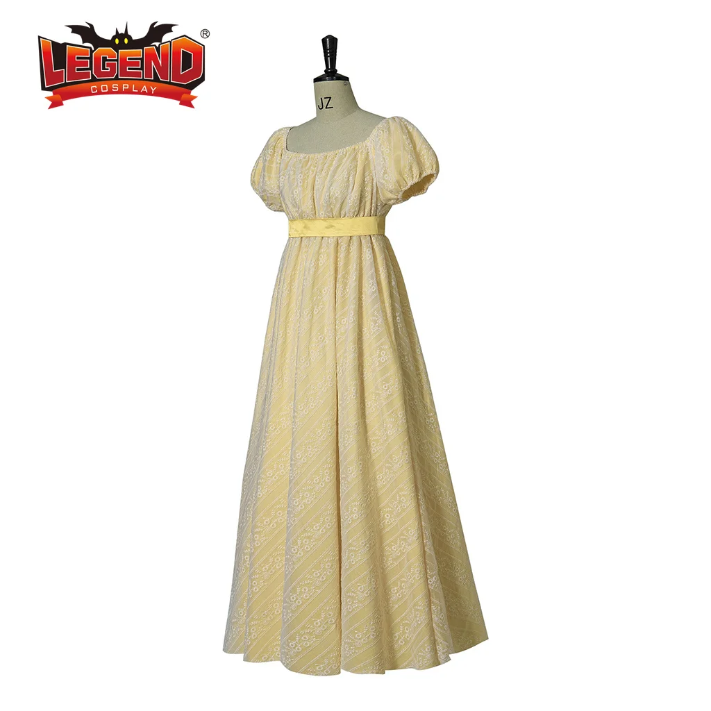 Penelope Featherington Cosplay Costume Yellow Lace 1800 Victorian Regency Dress Ball Gown High Waistline Jane Austen Costume