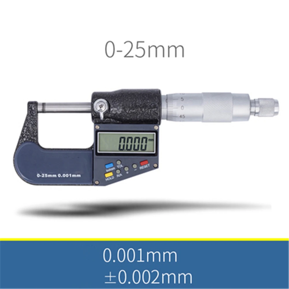 Imagem -05 - Micrômetro Externo Digital Micrômetro Eletrônico Medidor Caliper Carboneto 0.001 mm 025 mm 2550 mm 5075 mm 75100 mm