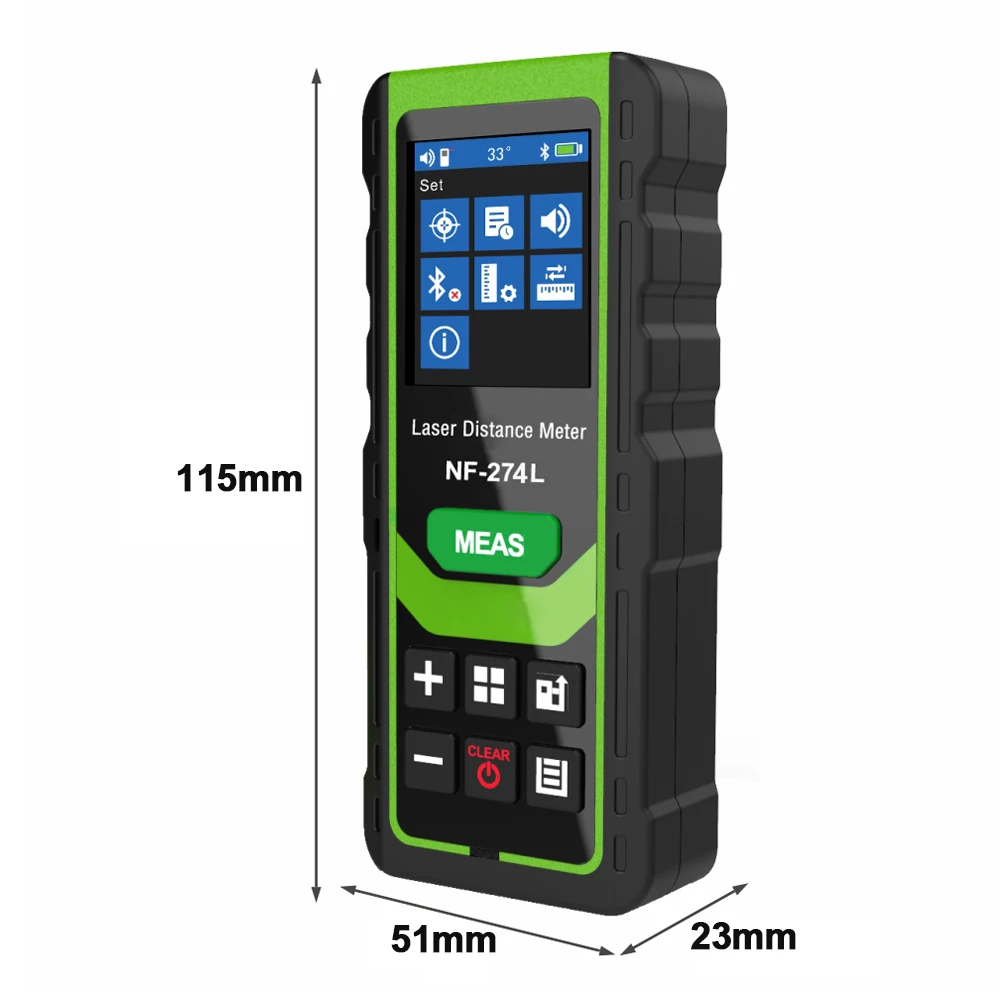 Imagem -02 - Noyafa Nf274l Laser Medidor de Distância Medida a Laser 60 80 100m Comprimento Área Volume Eletrônico Nível Ferramenta Teste com Voz Bluetooth