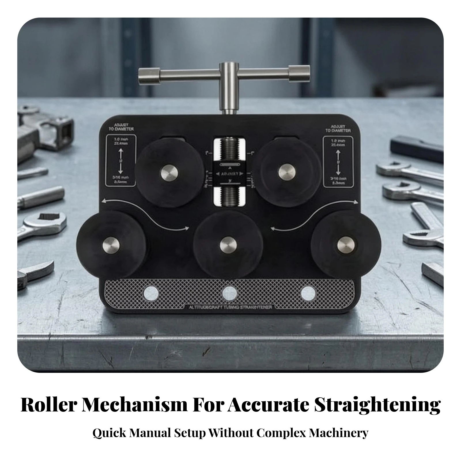 Tube Straightener Adjustable Diameter Bench Mountable Tubing Straightening Tool Heavy Duty Steel for Copper Aluminum Pipe