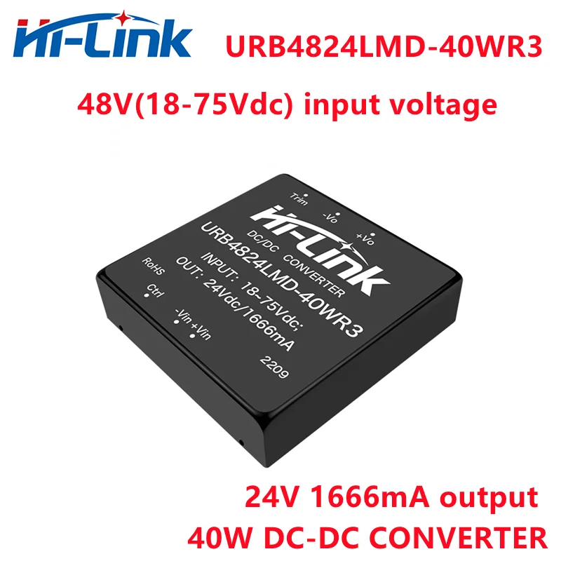 Hi-Link-módulo de fuente de alimentación, convertidor aislado de entrada, 40W, 24V, 1666mA, salida DC, 18-75V, envío gratis, URB4824LMD-40WR3