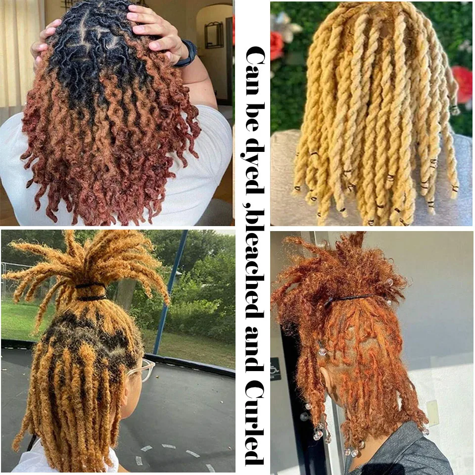 20/40/60 Stands0.6 cm Thickness Options 8-14 Inch 100% Real Colored Human Hair Dreadlock Extensions for Man/Women