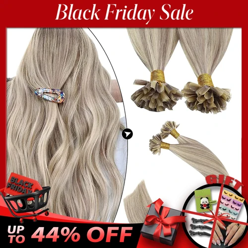 Ugeat-extensión de cabello con punta en U para mujer, cabello humano con punta en U de 1 g/s, extensiones de cabello prepegado de 14-24 "", 50g/100g, cabello con punta de queratina