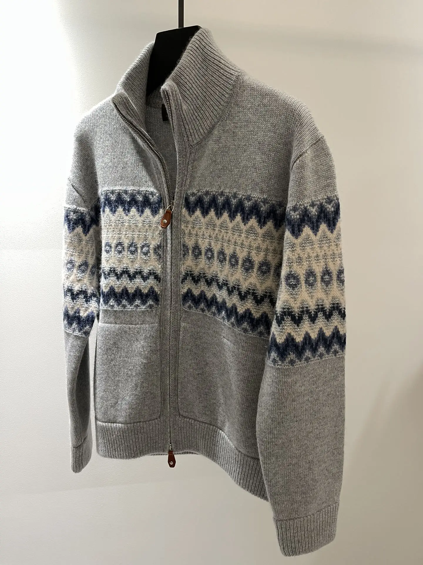 

100% Cashmere High Quality New Women Stand Collar Zipper Knitted Cardigan Tops Elegant Chic Luxury Sweet Vintage Casual Sweater