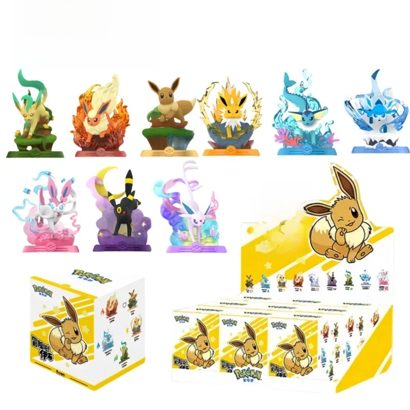 Anime Pokemon Funism Original Abenteuer Eevee Familie Anzug BlindBox Flareon Espeon Sylveon Action Figure Sammlung Modell Spielzeug Geschenk
