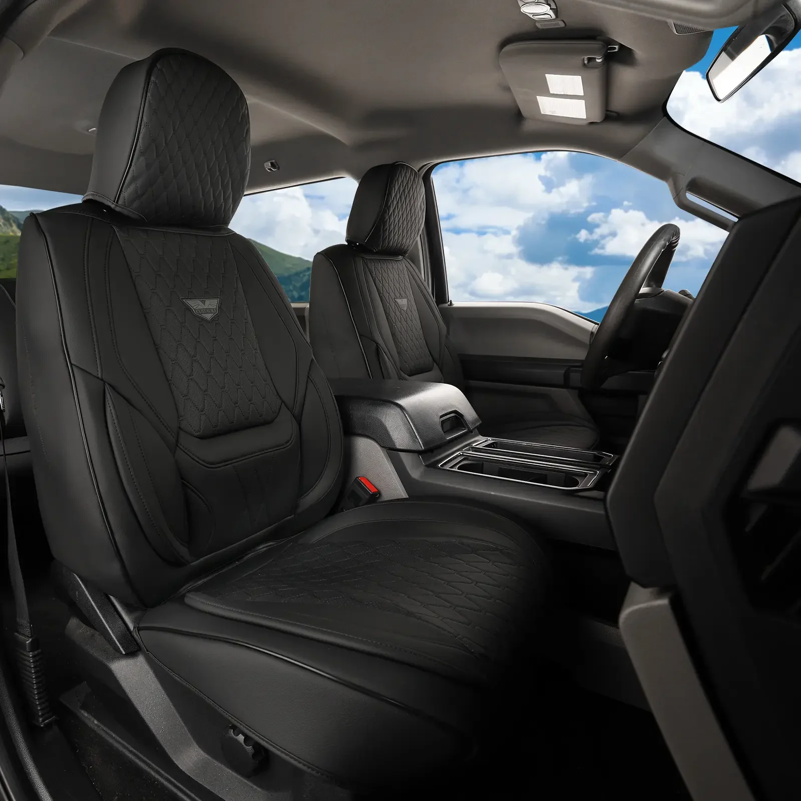 EKR Semi-Custom Deluxe Pickup Truck 5-Seat Universal Car Seat Covers Fits 80% Vehicles Waterproof Wear-Resistant Full Coverage Auto Seat Protectors Interior Upgrade for Tacoma Tundra Ford F150 Chevrolet Ram GMC 2-Year Warranty Father's Day Gift