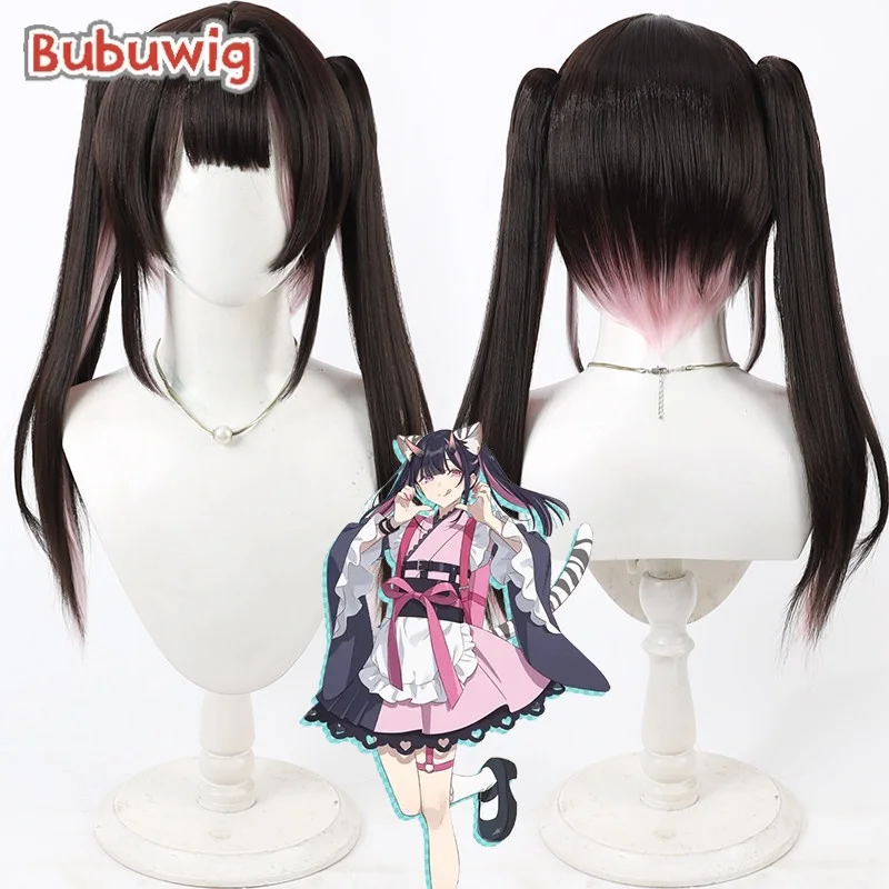 

Синтетические парики Bubuwig для косплея Комазавы Нои, Космическая принцесса Кагуя! Длинный коричневый парик-хвост длиной 60 см с розовыми вкраплениями, термостойкий