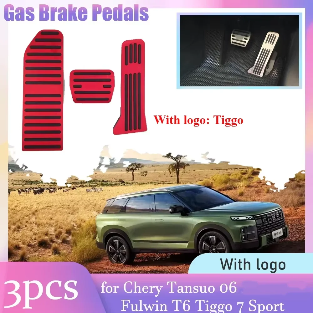 

Педали стойки газового тормоза для Chery Tansuo 06 Fulwin T6 Tiggo Sport 2023 ~ 2025 2024, резиновая противоскользящая крышка подставки для ног из сплава, аксессуары