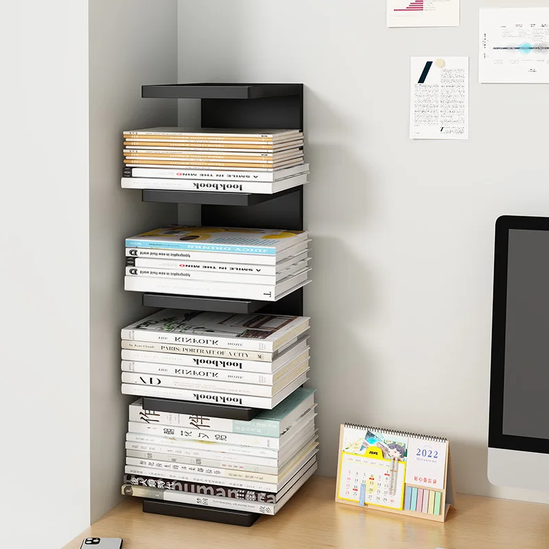 Iron 3 Tier Bookshelf Desktop Rack Desk Book Layered Storage Rack Desk Invisible Vertical Simple Bookcase For Office Desktop