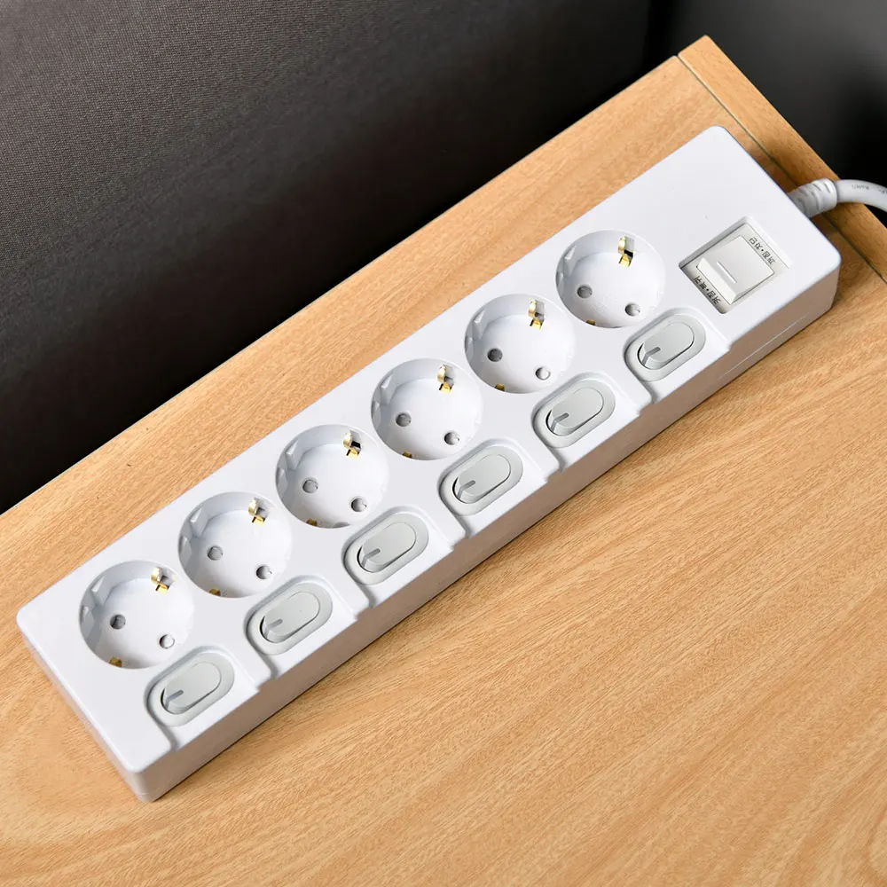 Domestic 16A Individual Switch Multi-outlet 6-gu 1.5m White