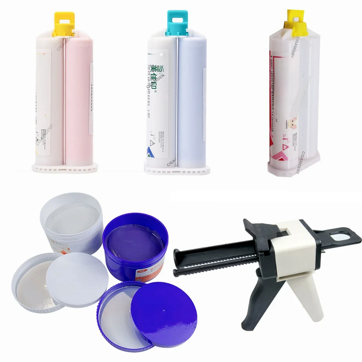 Dental silikonowy materiał wyciskowy szpachlówka lekki korpus ciężki korpus średnie zębnictwo rejestracja sztuczna dziąsło mięsień dziąsła pistolet do mieszania — zdjęcie 2